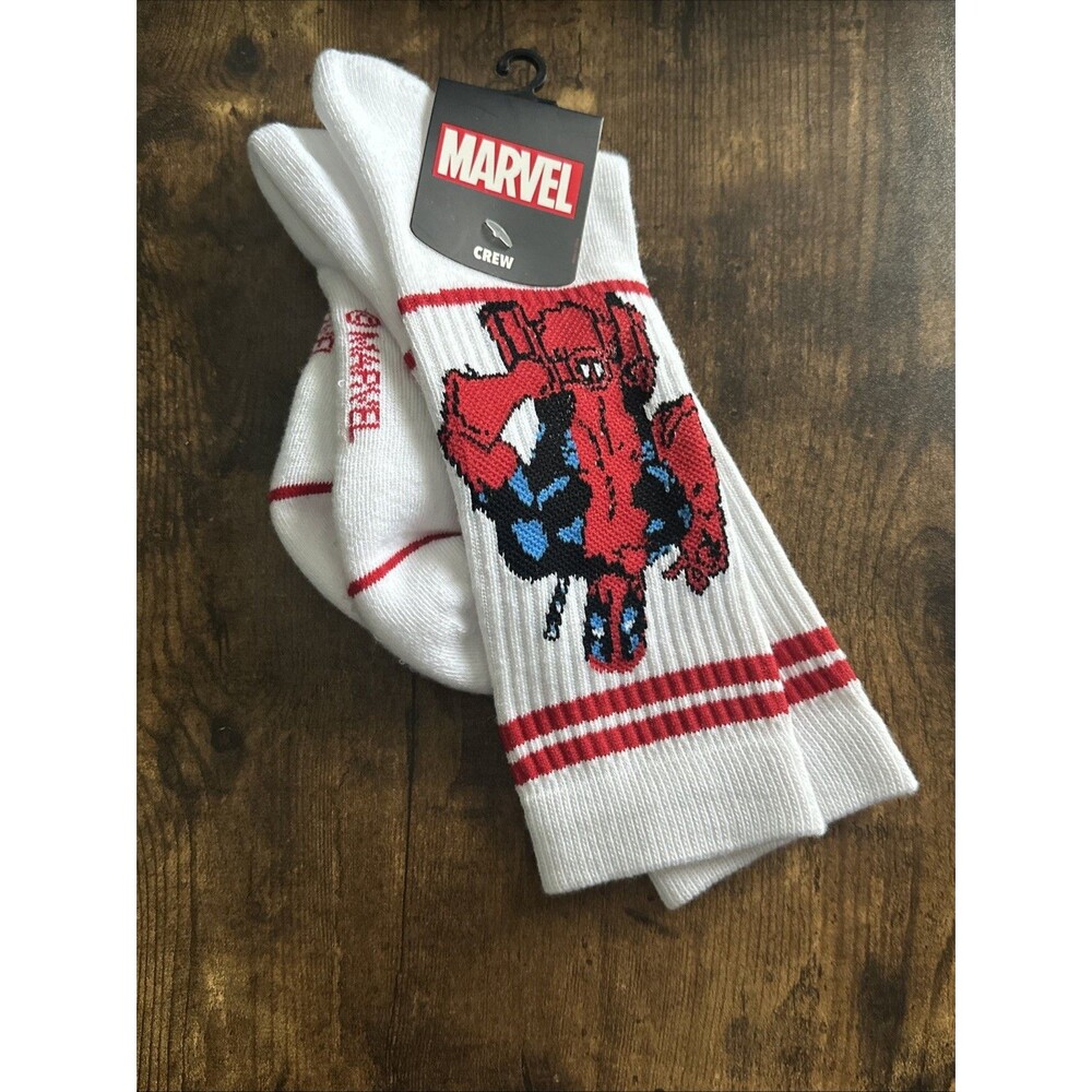 Marvel Deadpool Crew Socks NWT Size 10-13